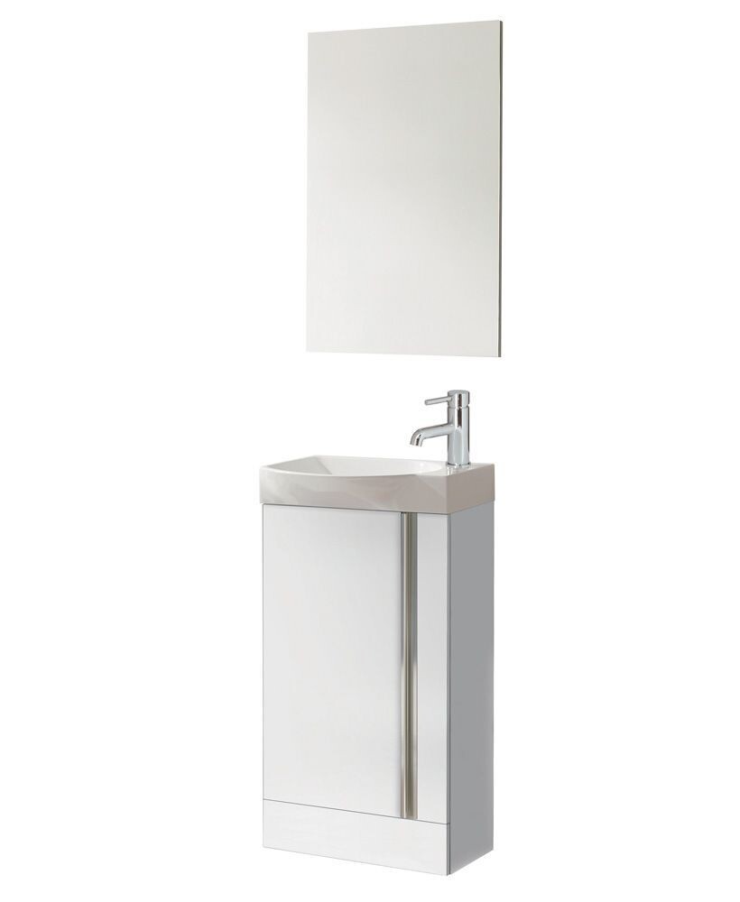 SONAS Prague 45cm Gloss White Floor Standing Vanity Pack with Mirror