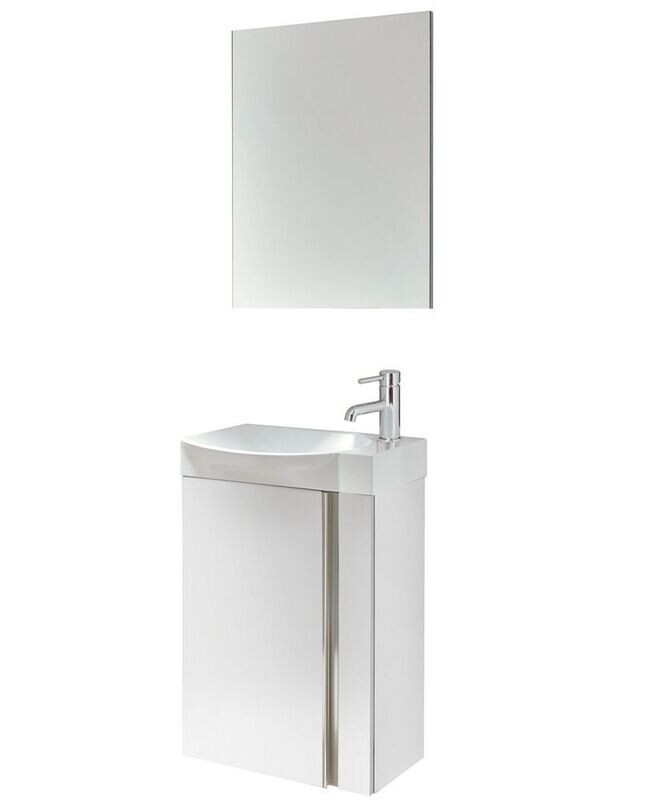 SONAS Prague 45cm Gloss White Wall Hung Vanity Pack with Mirror