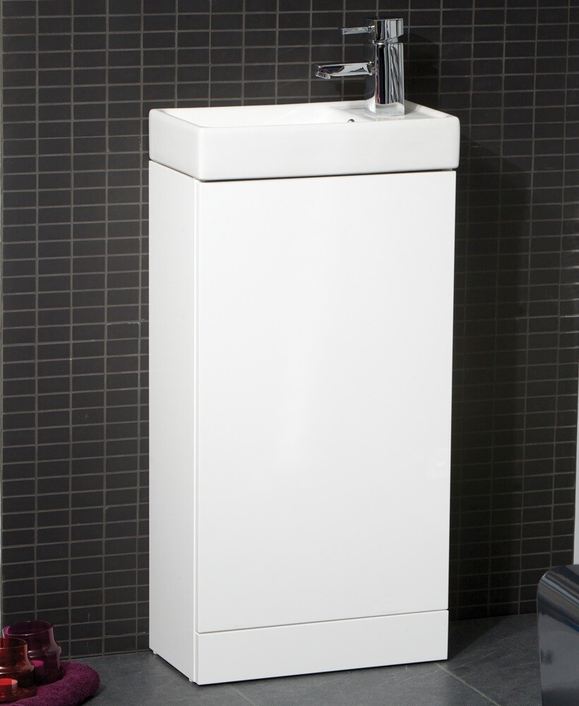 SONAS Basle 40cm Gloss White Space Saving Cloakroom Vanity Unit
