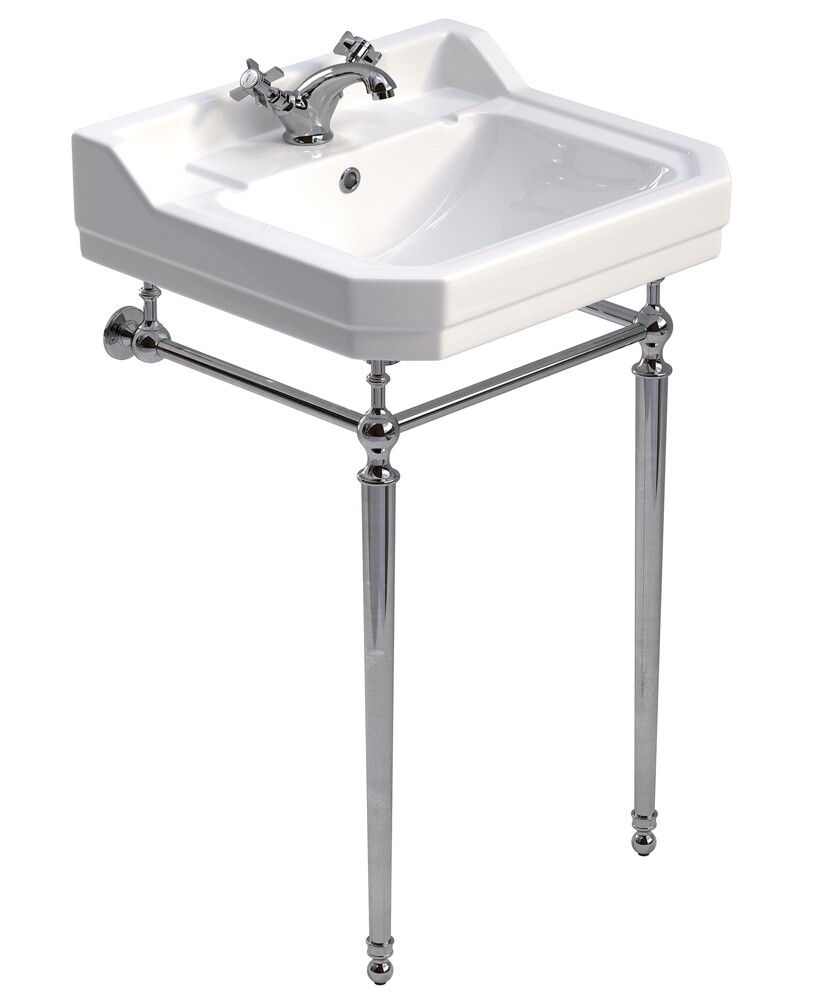 SONAS Westbury 550 Basin &amp; Chrome Washstand, Tap Holes: One Tap Hole