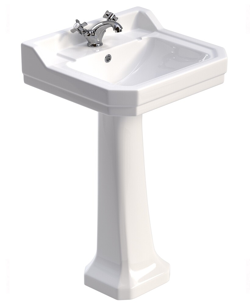 SONAS Westbury 550 Basin With Full Pedestal, Tap Holes: One Tap Hole