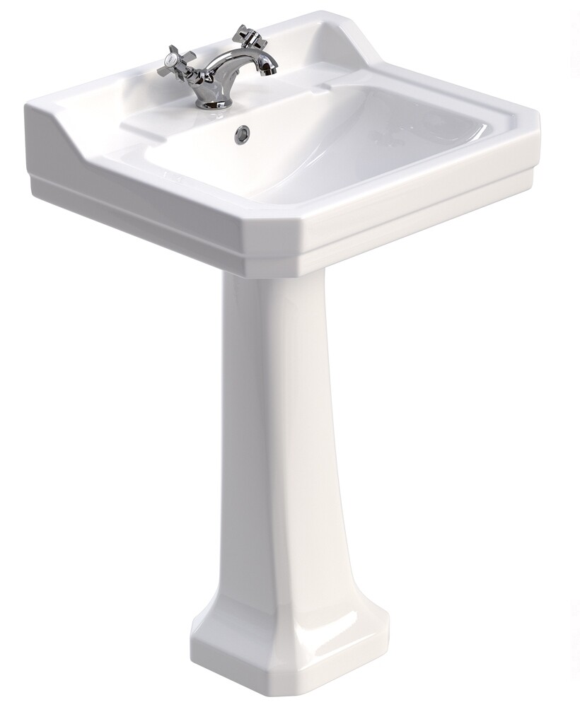 SONAS Westbury 610 Basin With Full Pedestal, Tap Holes: One Tap Hole