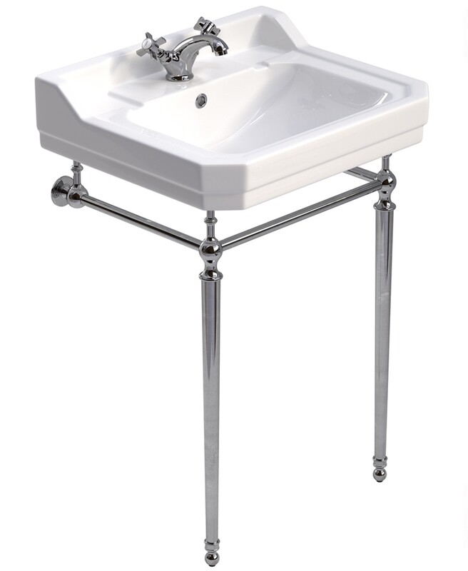 SONAS Westbury 610 Basin &amp; Chrome Washstand, Tap Holes: One Tap Hole