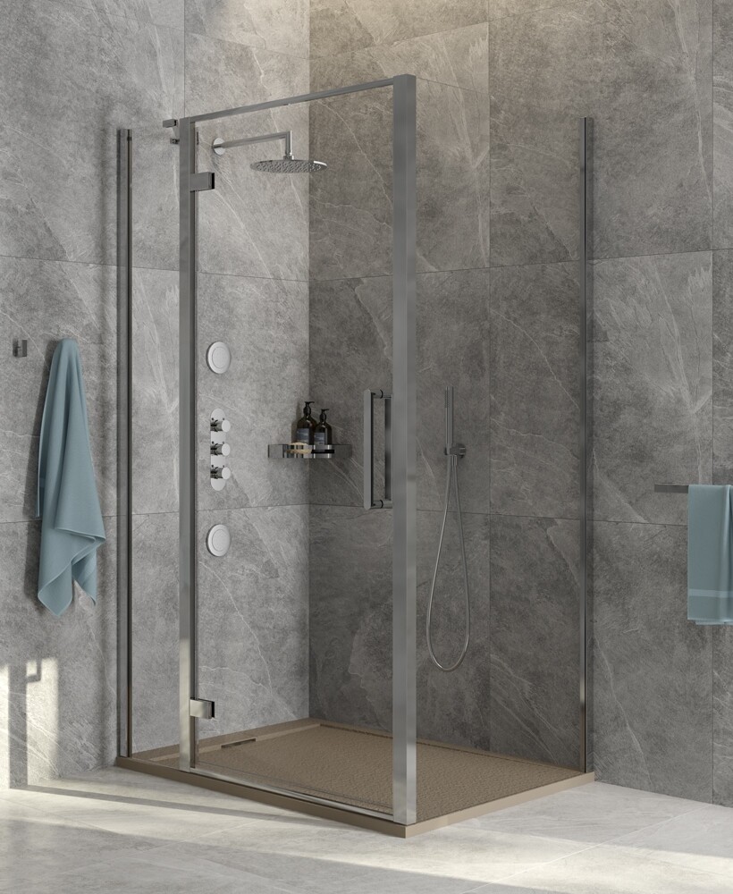 SONAS Aspect Chrome Hinged &amp; Incline Shower Door, Size: 1000
