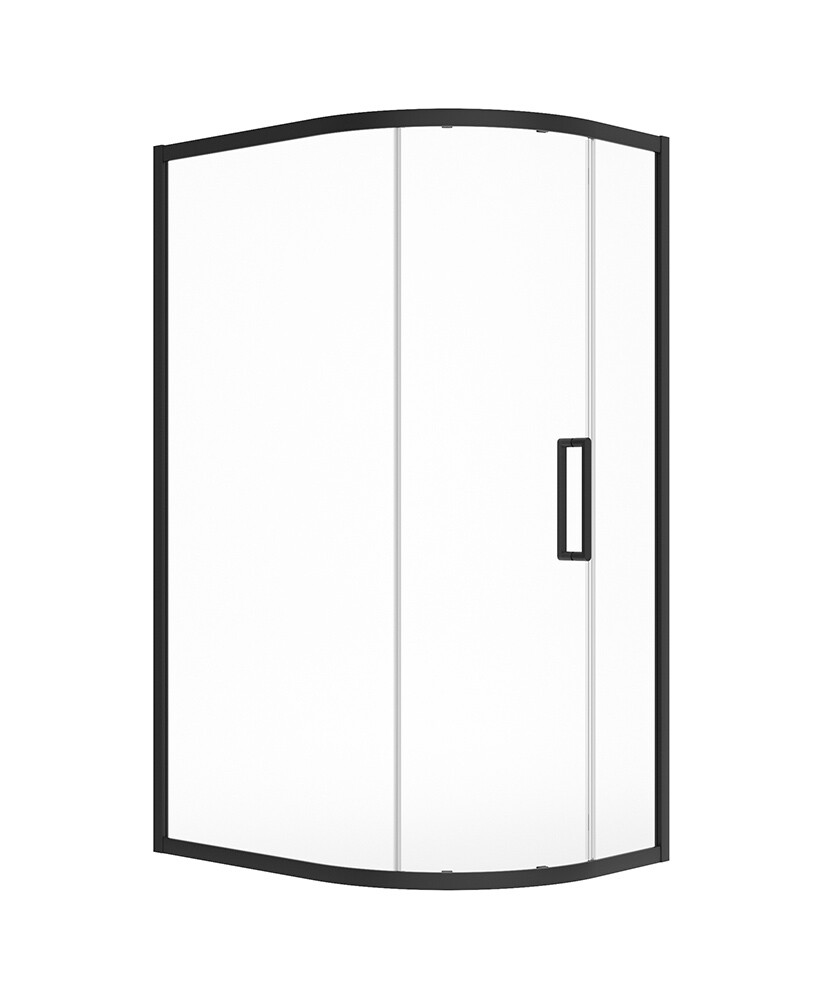 SONAS Aspect Matt Black Single Door Offset Quadrant, Size: 1000x800