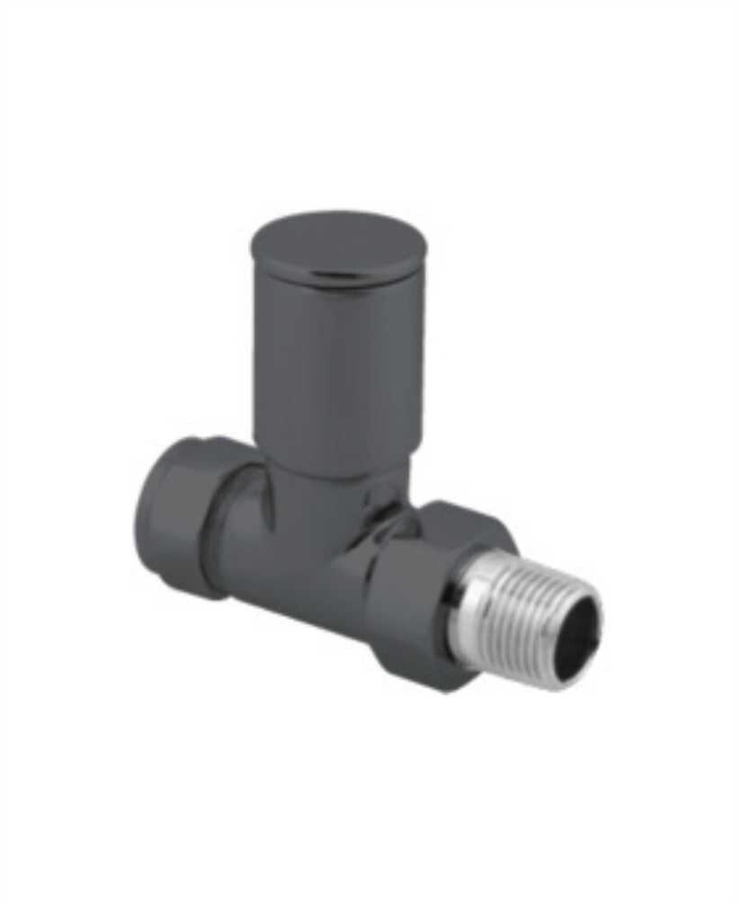 SONAS Anthracite Round Head Straight Radiator Valves