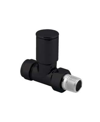 SONAS Black Round Head Straight Radiator Valves