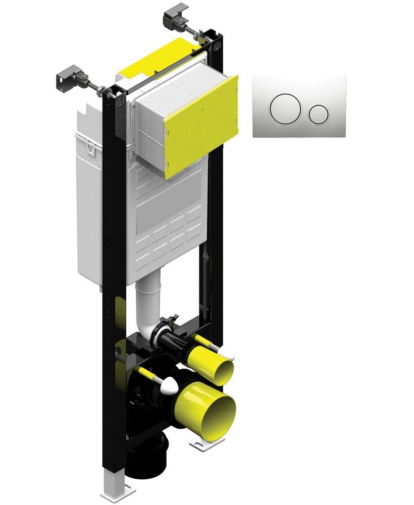 SONAS Fast Fix Frame with Front Access for Wall Hung WC with Circular Flush Place, Plate Colour: Chrome