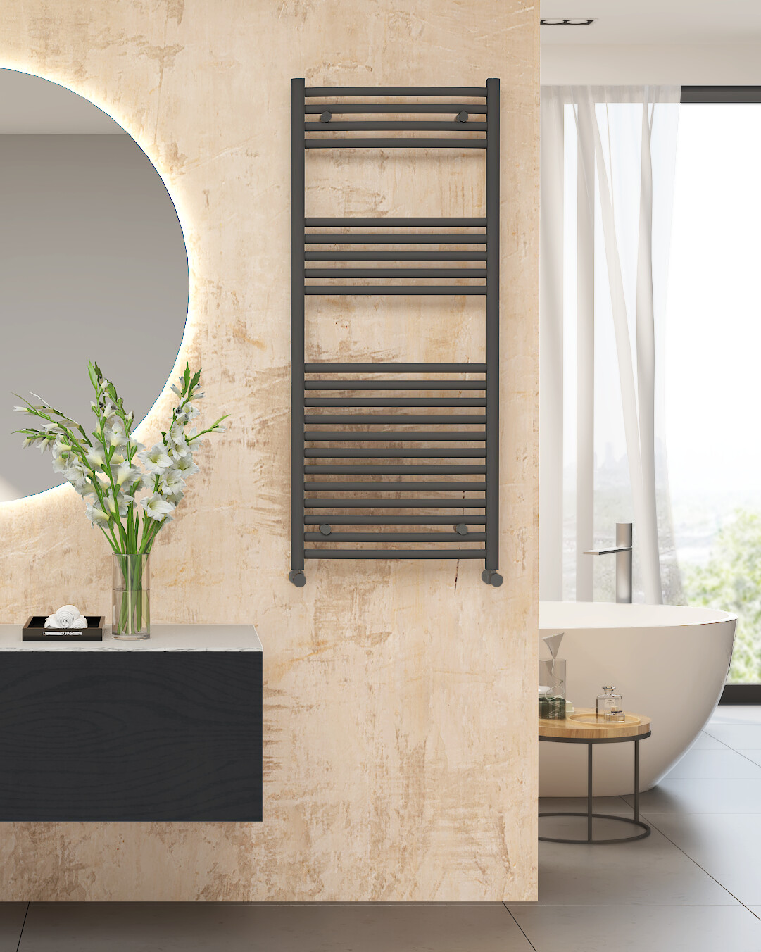 Greenstar Matt Anthracite Straight Heated Towel Rail