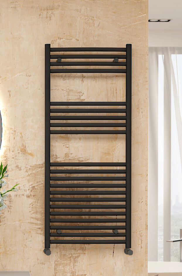 Greenstar Matt Black Straight Heated Towel Rail