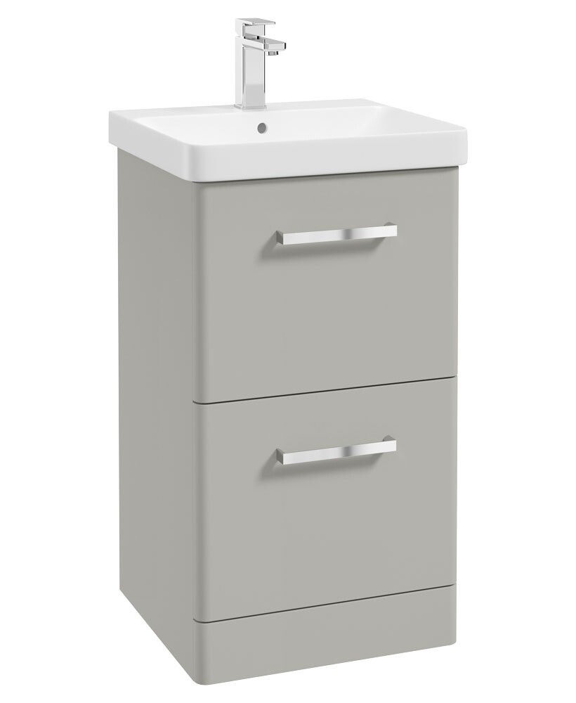 Kora 50cm Floor Standing 2 Drawer Vanity Unit Matt Arctic Grey