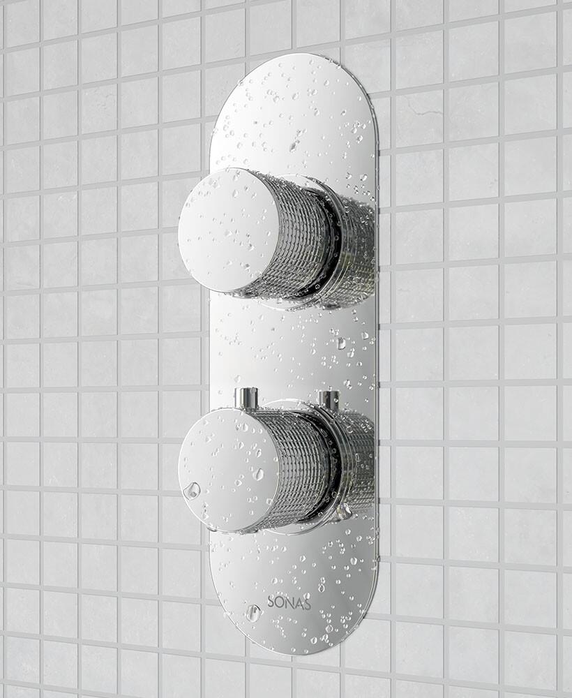 SONAS Alita Knurled Dual Control  2 Outlet Shower Valve Chrome SONAS Alita Knurled Dual Control  2 Outlet Shower Valve Chrome