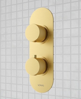 SONAS Alita Knurled Dual Control  2 Outlet Shower Valve Brushed Gold