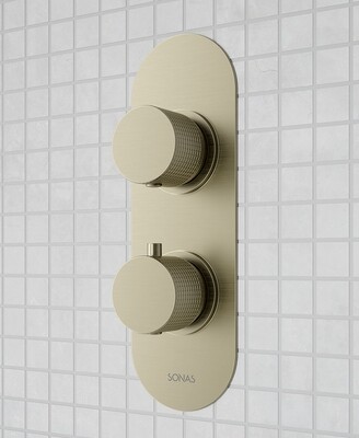 SONAS Alita Knurled Dual Control  2 Outlet Shower Valve Brushed Nickel