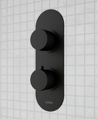 SONAS Alita Knurled Dual Control  3 Outlet Shower Valve Matt Black