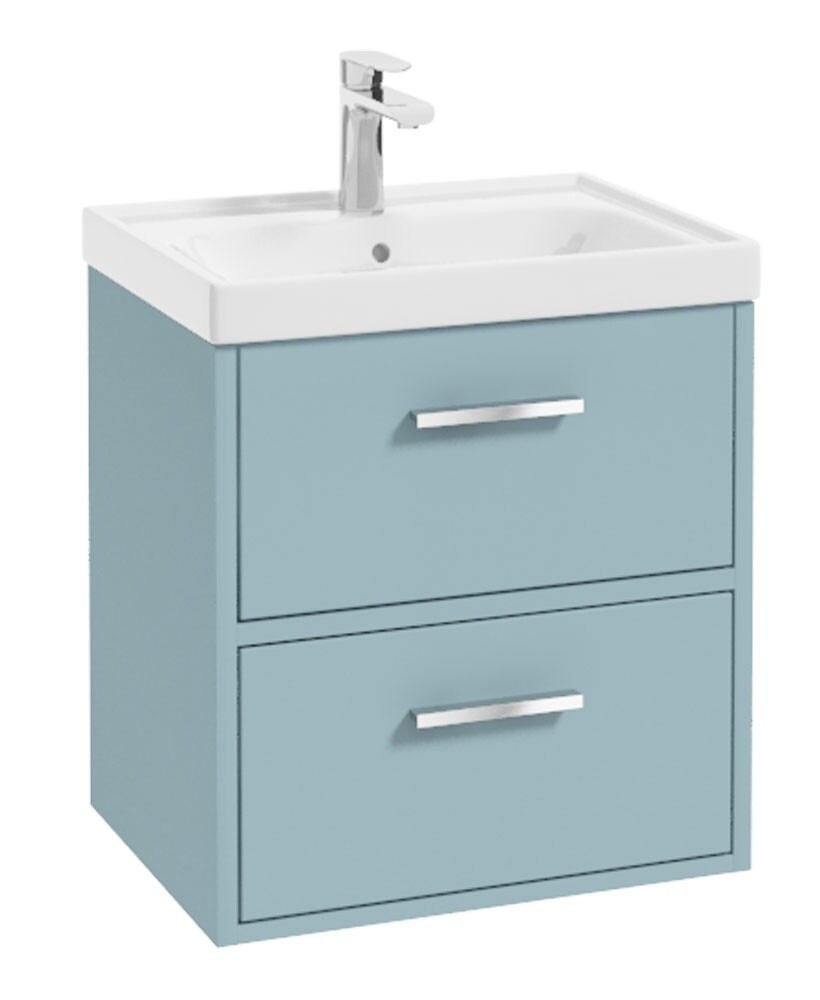 SONAS Finland 50cm Wall Hung Vanity Unit Matt Morning Sky Blue- Chrome Hardware