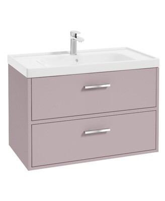 SONAS Finland 80cm Wall Hung Vanity Unit Matt Cashmere Pink- Chrome Hardware