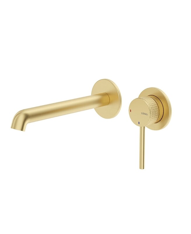 SONAS Alita Wall Mounted Basin Mixer Brushed Gold SONAS Alita Wall Mounted Basin Mixer Brushed Gold