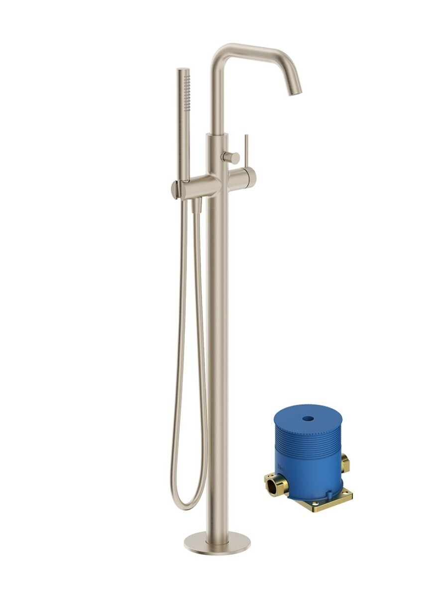 Alita Floor Standing Bath Shower Mixer Brushed Nickel