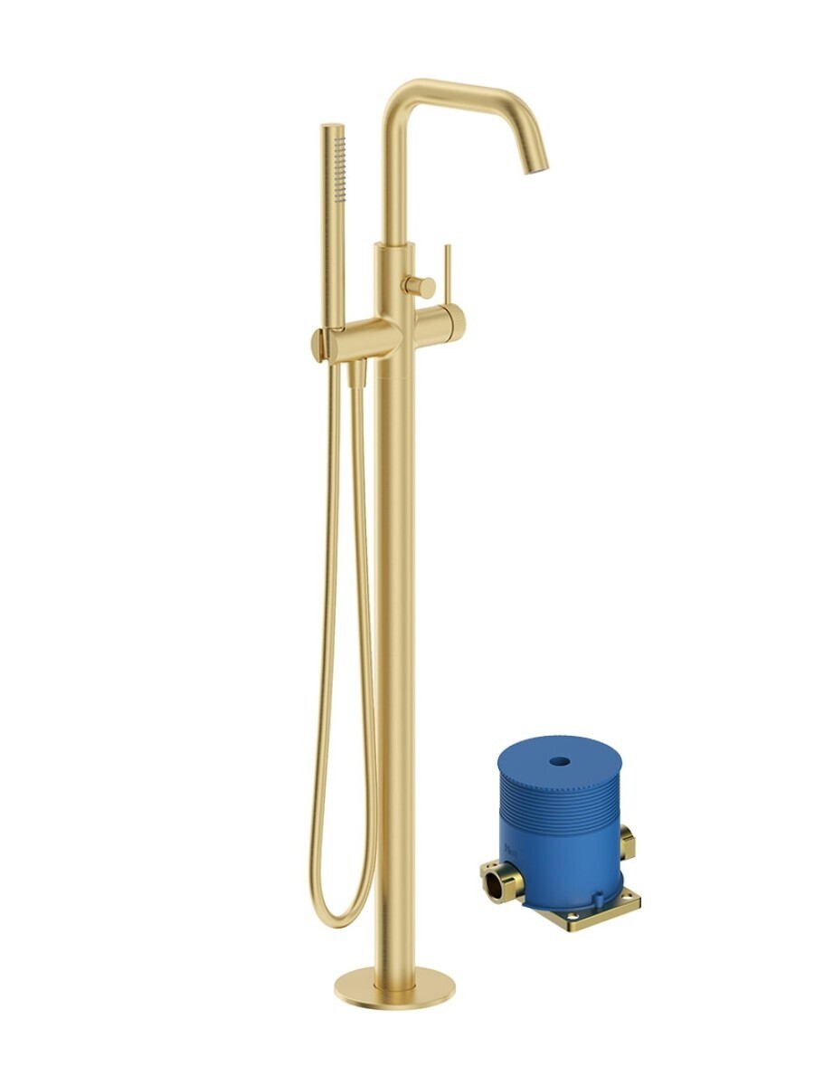 Alita Floor Standing Bath Shower Mixer Brushed Gold