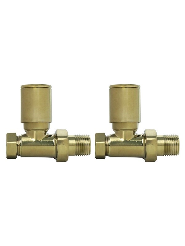 Straight Radiator Valve Round Head Brushed Gold