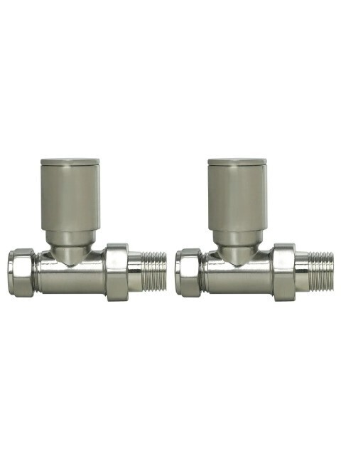 SONAS Straight Radiator Valve Round Head Brushed Nickel