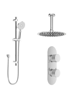 Alita Knurled Shower Set 1 Chrome- Ceiling Mounted Fixed Head