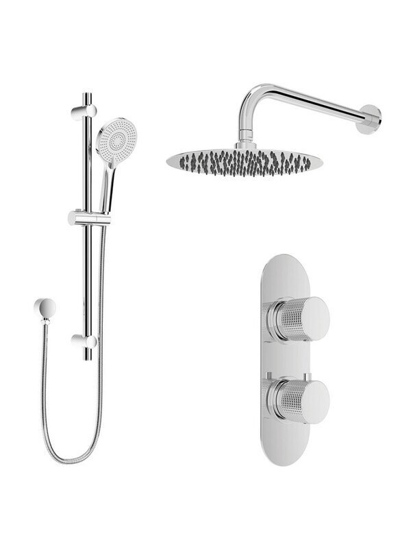 SONAS Alita Knurled Shower Set 1 Chrome- Wall Mounted Arm SONAS Alita Knurled Shower Set 1 Chrome- Wall Mounted Arm