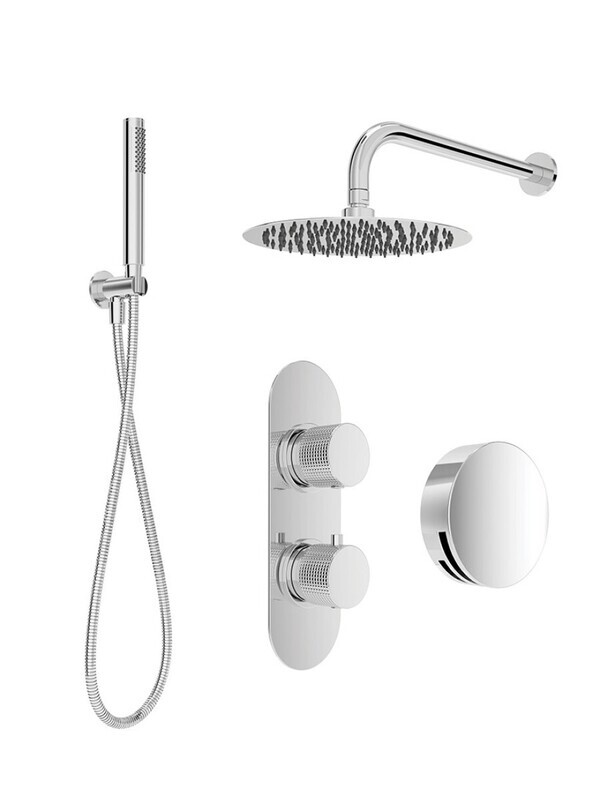 SONAS Alita Knurled Bath Set 3 Chrome - Wall Mounted Head SONAS Alita Knurled Bath Set 3 Chrome - Wall Mounted Head