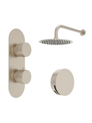 SONAS Alita Knurled Bath Set 4 Brushed Nickel- Wall Mounted Fixed Head