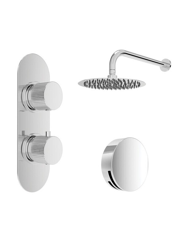 SONAS Alita Knurled Bath Set 4 Chrome - Wall Mounted Fixed Head