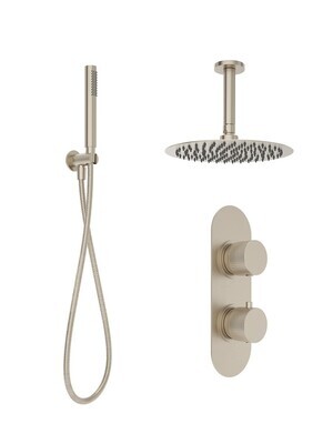 SONAS Alita Knurled Shower Set 2 Brushed Nickel - Ceiling Mounted Fixed Head