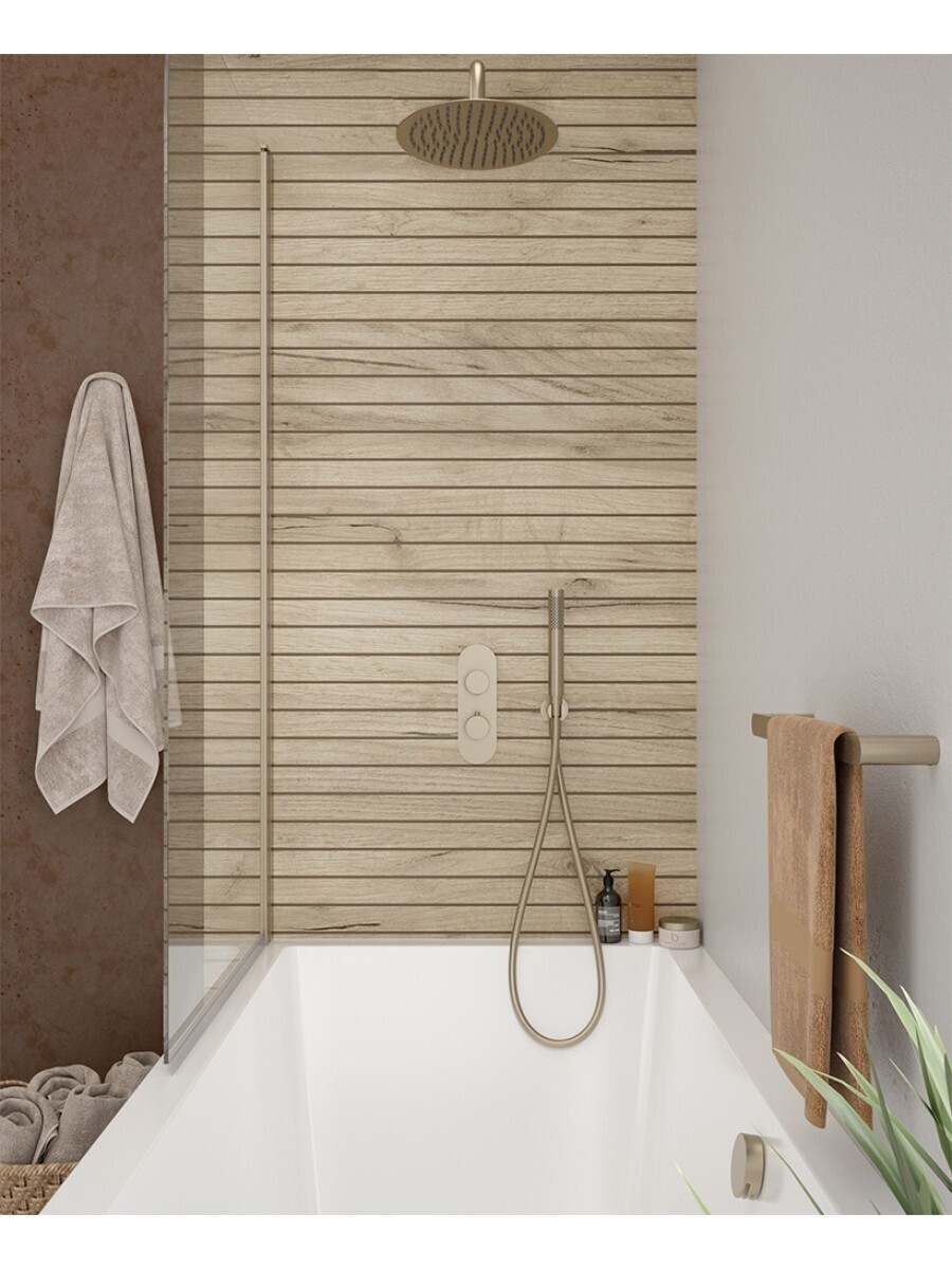 SONAS Alita Knurled Bath Set 3 Brushed Nickel- Wall Mounted Head