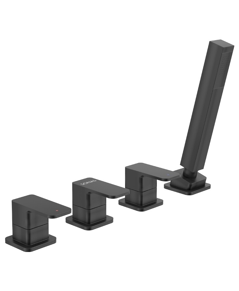SONAS Contour 4 Hole Bath Shower Mixer Matt Black