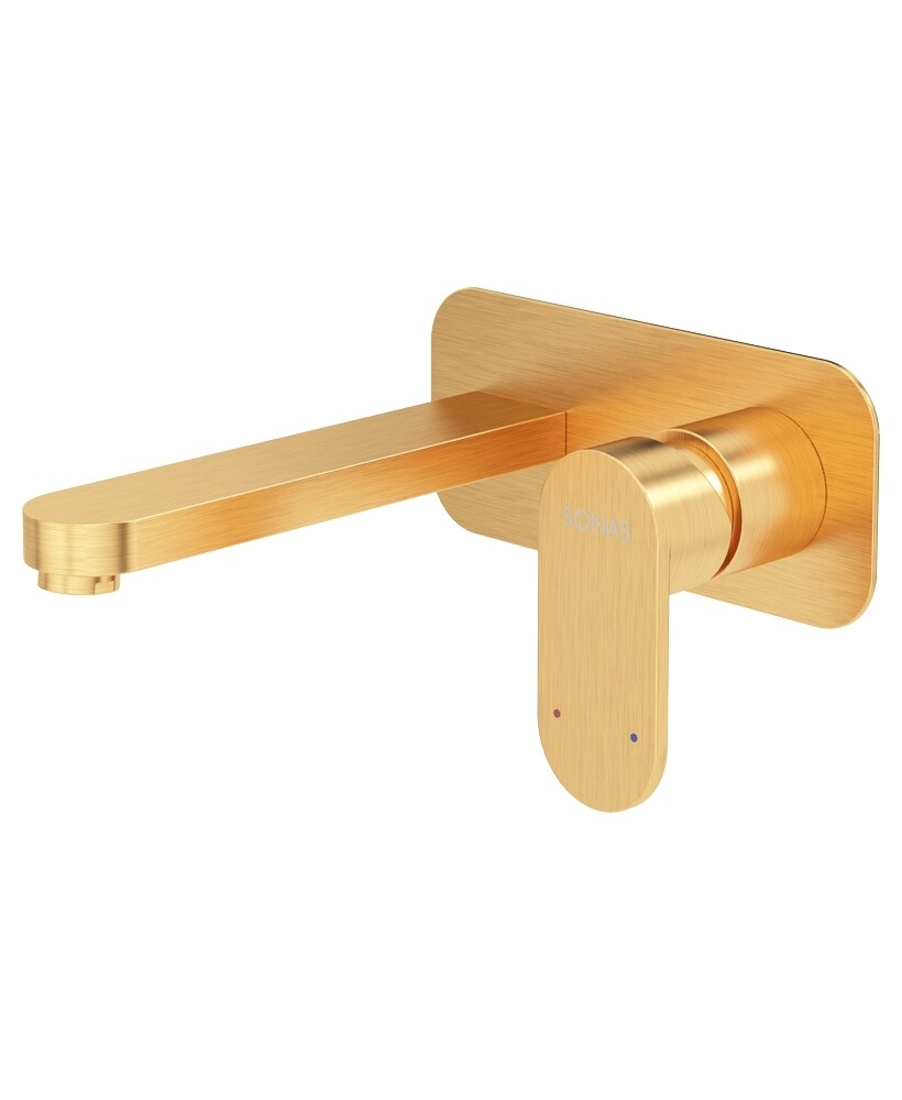SONAS Norfolk Wall Mounted Basin Mixer Brushed Gold