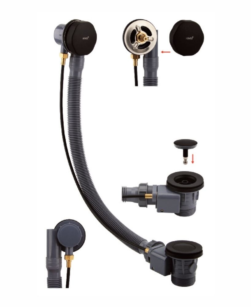 SONAS SYNC Brass Luxury Round Bath Pop Up Waste Matt Black