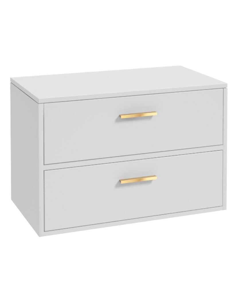 SONAS Finland 80cm Countertop Wall Hung Vanity Unit Matt White- Brushed Gold Hardware