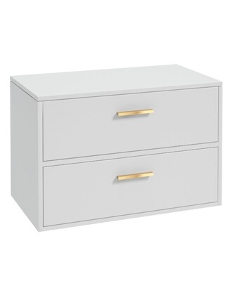 SONAS Finland 80cm Countertop Wall Hung Vanity Unit Matt White- Brushed Gold Hardware