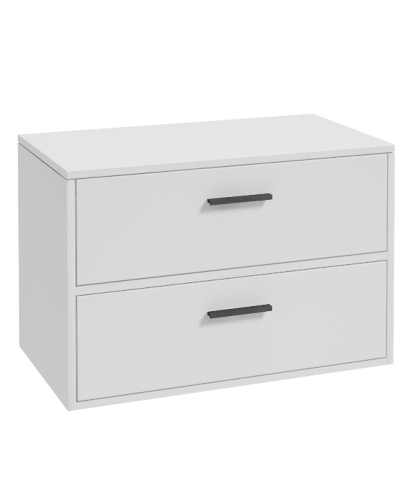 SONAS Finland 80cm Countertop Wall Hung Vanity Unit Matt White Matt Black Hardware