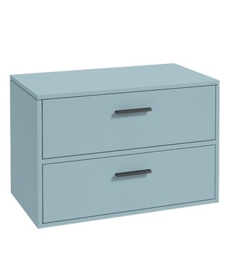 SONAS Finland 80cm Countertop Wall Hung Vanity Unit Matt Morning Sky Blue - Matt Black Hardware