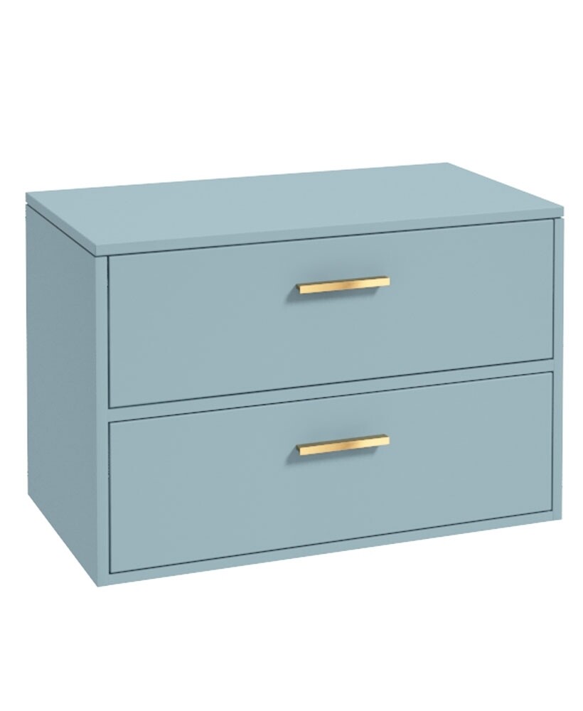 SONAS Finland 80cm Countertop Wall Hung Vanity Unit Matt Morning Sky Blue - Brushed Gold Hardware SONAS Finland 80cm Countertop Wall Hung Vanity Unit Matt Morning Sky Blue - Brushed Gold Hardware
