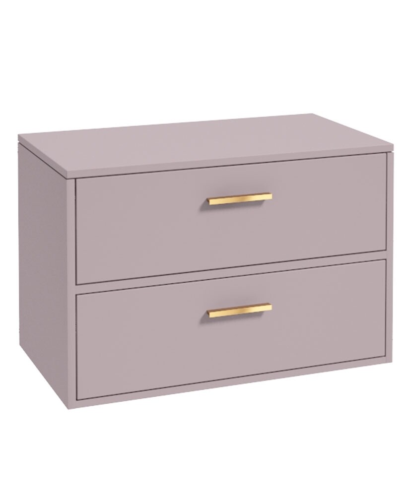 SONAS Finland 80cm Countertop Wall Hung Vanity Unit Matt Cashmere Pink-  Brushed Gold Hardware