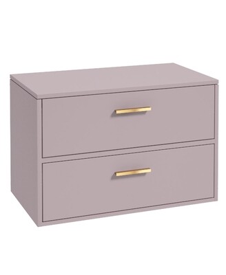 SONAS Finland 80cm Countertop Wall Hung Vanity Unit Matt Cashmere Pink-  Brushed Gold Hardware