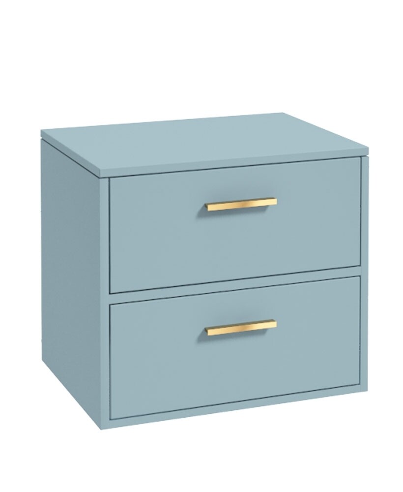 SONAS Finland 60cm Countertop Wall Hung Vanity Unit Matt Morning Sky Blue- Brushed Gold Hardware
