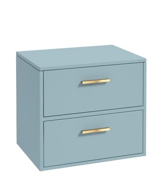 SONAS Finland 60cm Countertop Wall Hung Vanity Unit Matt Morning Sky Blue- Brushed Gold Hardware