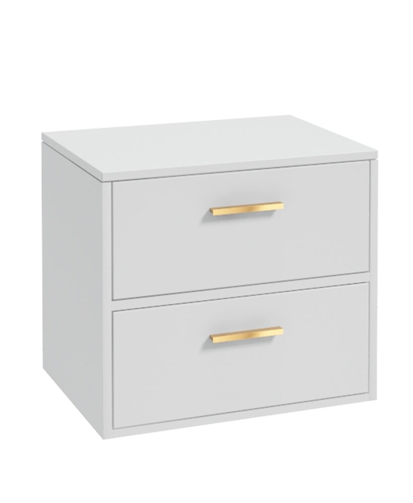 SONAS Finland 60cm Countertop Wall Hung Vanity Unit Matt White- Brushed Gold Hardware