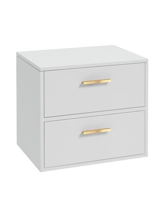 SONAS Finland 60cm Countertop Wall Hung Vanity Unit Matt White- Brushed Gold Hardware