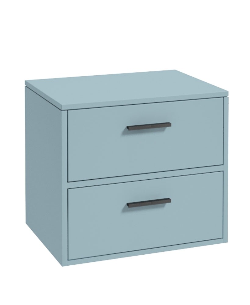 SONAS Finland 60cm Countertop Wall Hung Vanity Unit Matt Morning Sky Blue- Matt Black Hardware