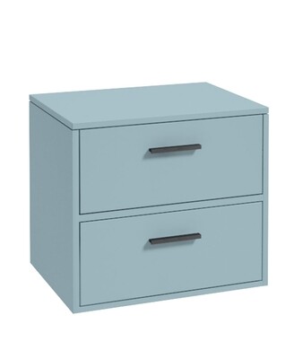 SONAS Finland 60cm Countertop Wall Hung Vanity Unit Matt Morning Sky Blue- Matt Black Hardware