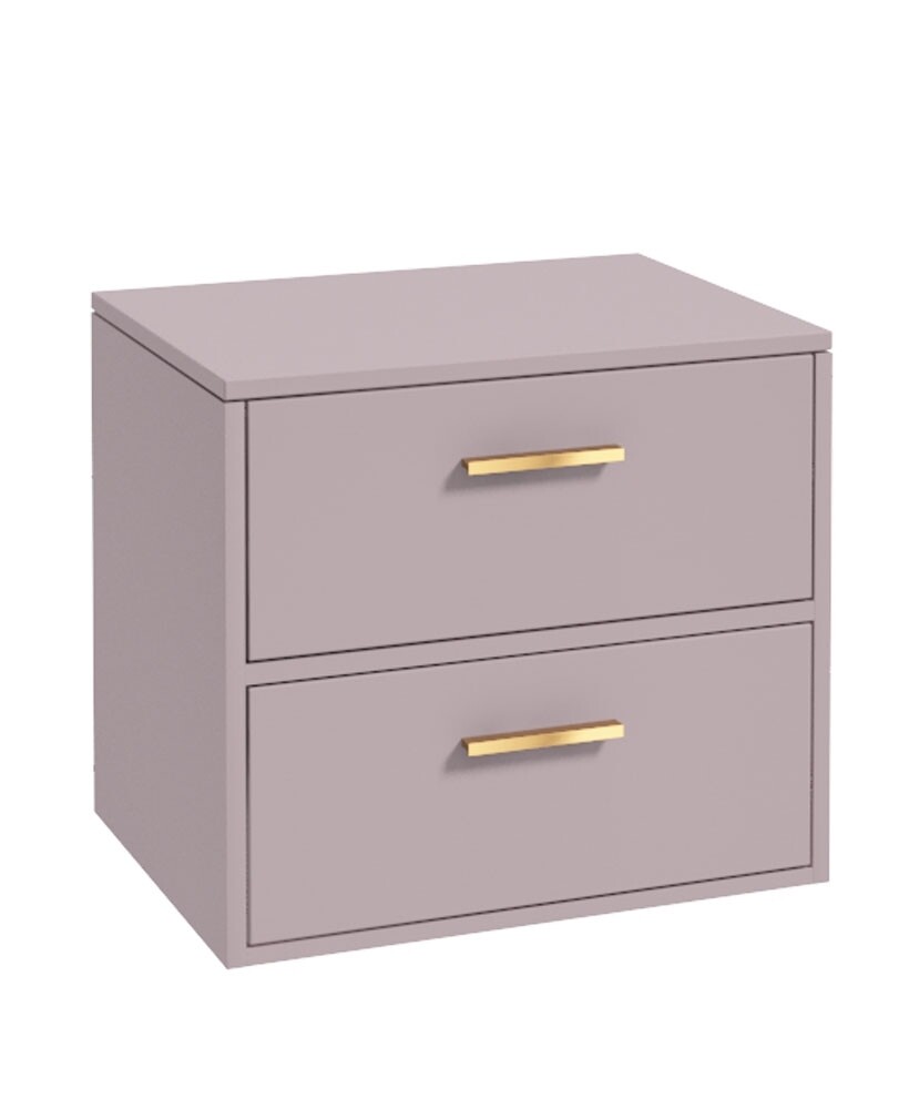 SONAS Finland 60cm Countertop Wall Hung Vanity Unit Matt Cashmere Pink- Brushed Gold Hardware